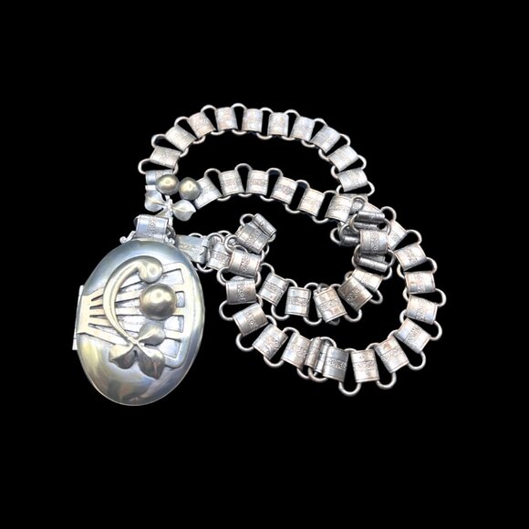 Antique Book Chain Locket Necklace Victorian 800 Silver in Good Condition - Picture 5 of 8